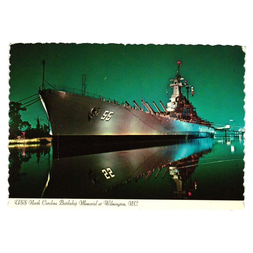 Vintage USS North Carolina Battleship Memorial Postcard Wilmington NC Tourist